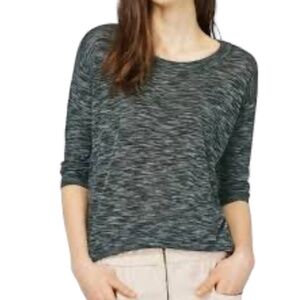ARITZIA Wilfred Viscose Linen Blend 3/4 Sleeve Crew Neck Sweater Hi Lo Hem Sz XS
